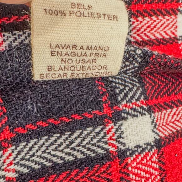 Hem & Thread Red & Navy Plaid Flannel Trench Style Coat Jacket, Women's Small - Picture 10 of 10